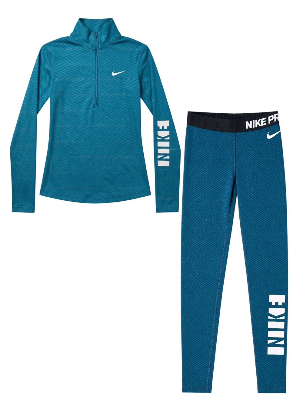 Nike Pro Dri-FIT Teal Training Set Quarter Zip Top & Leggings XS/S - Picture 2 of 11